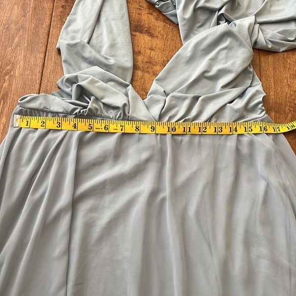 Dressy Collection Dessy Twist Wrap Short With Chiffon In Platinum Size M NWT - Picture 13 of 16